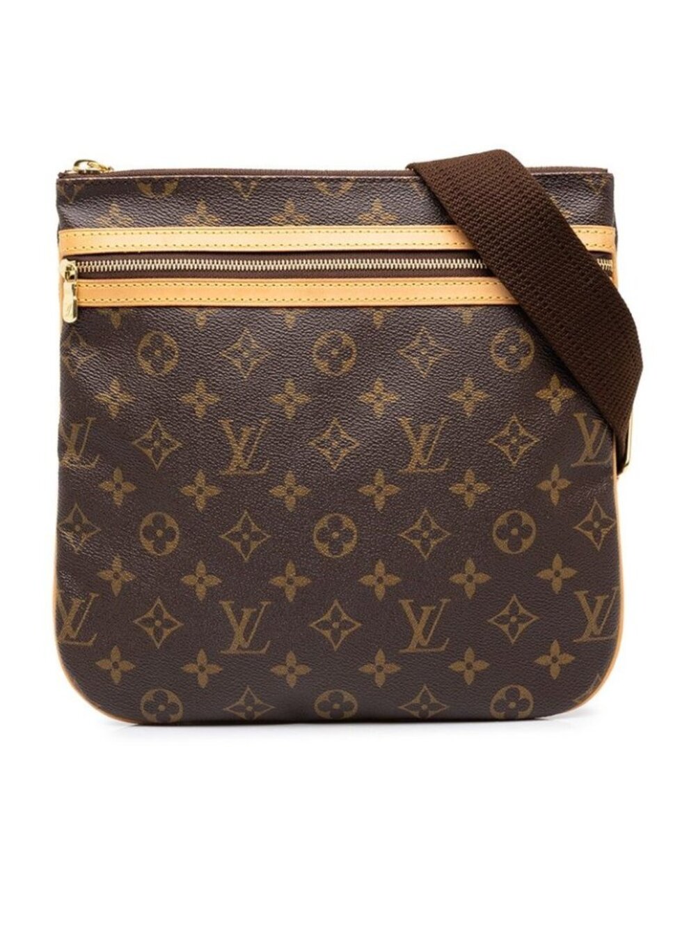 Louis Vuitton Monogram Pochette Bosphore Crossbody Shoulder Bag Brown Leather